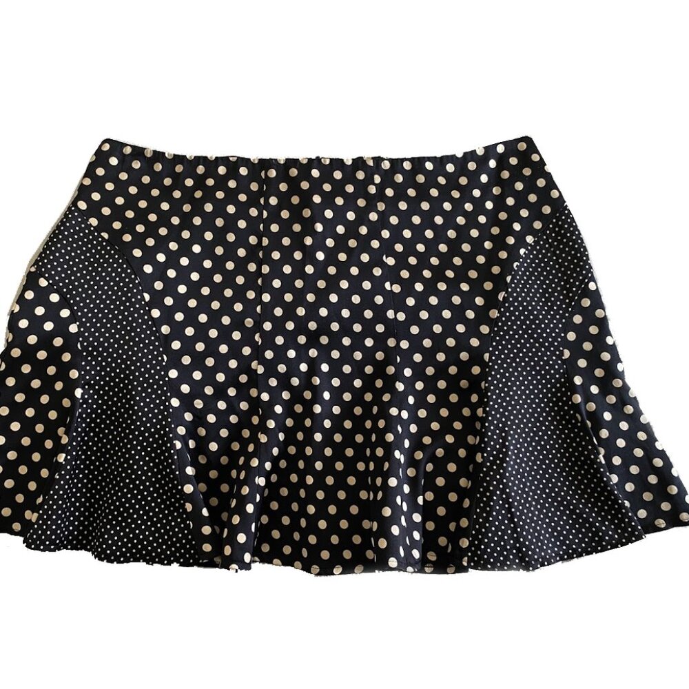 BEBE Mini Skirt in Black and White Polka Dots
